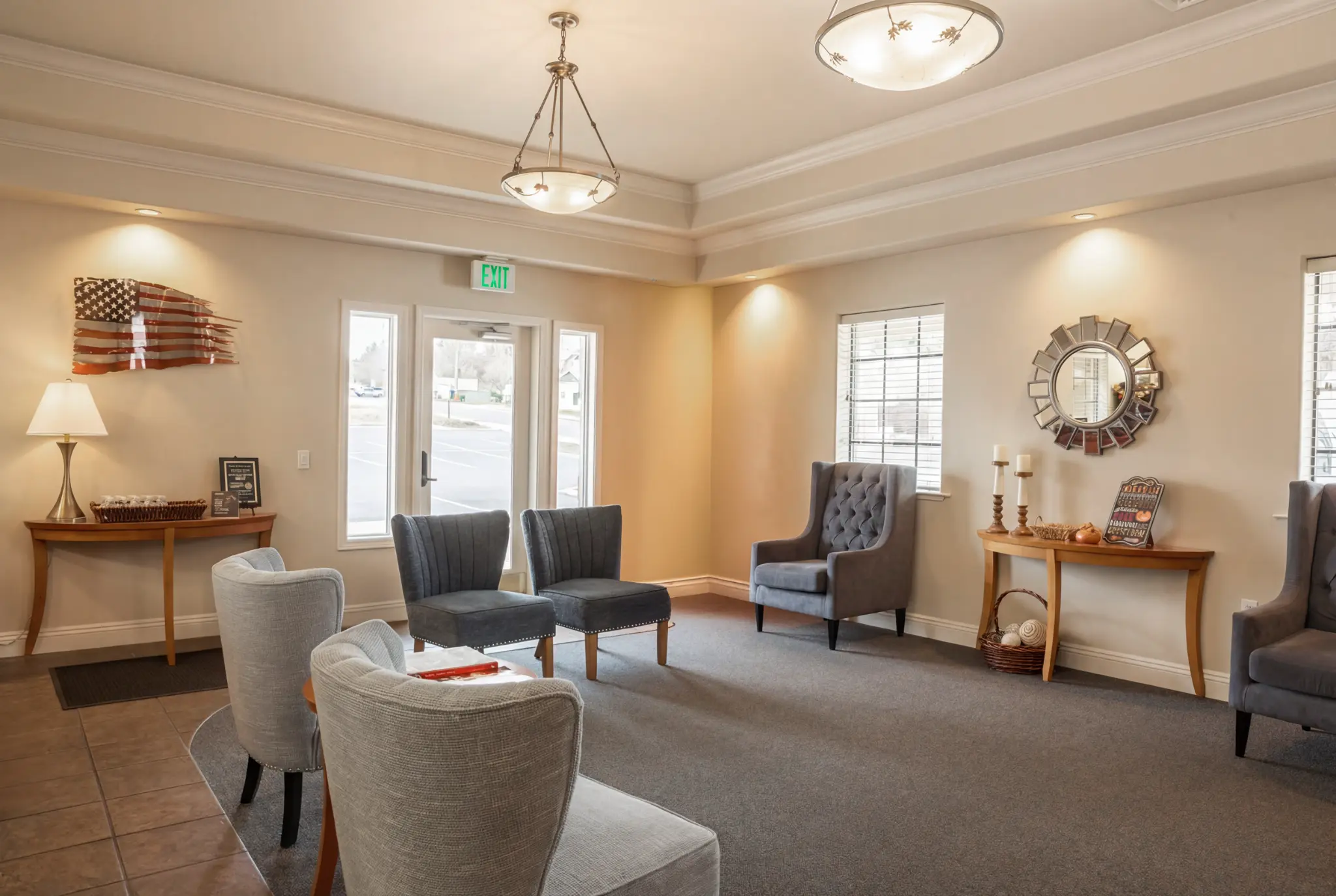 Welcoming waiting room with comfortable seating